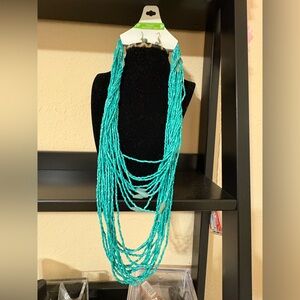 Teal beads necklace set